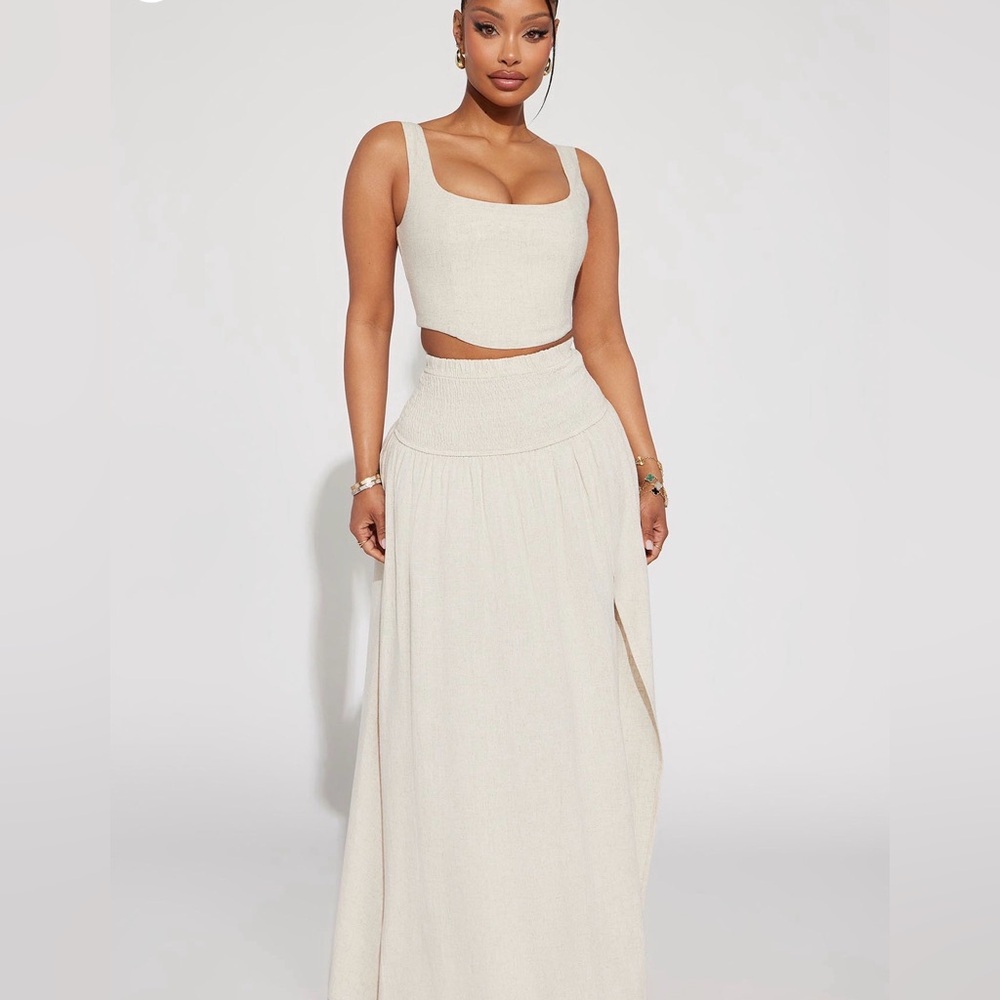 Fashionnova linen Maxi Skirt Set